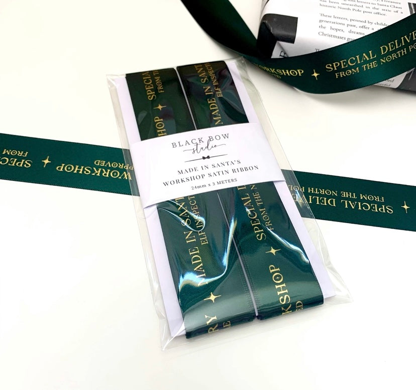 Made in Santa's Workshop Christmas Green Ribbon