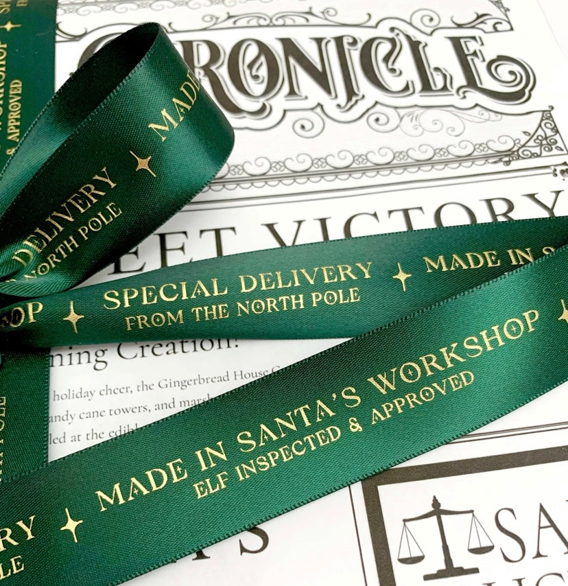 Made in Santa's Workshop Christmas Green Ribbon