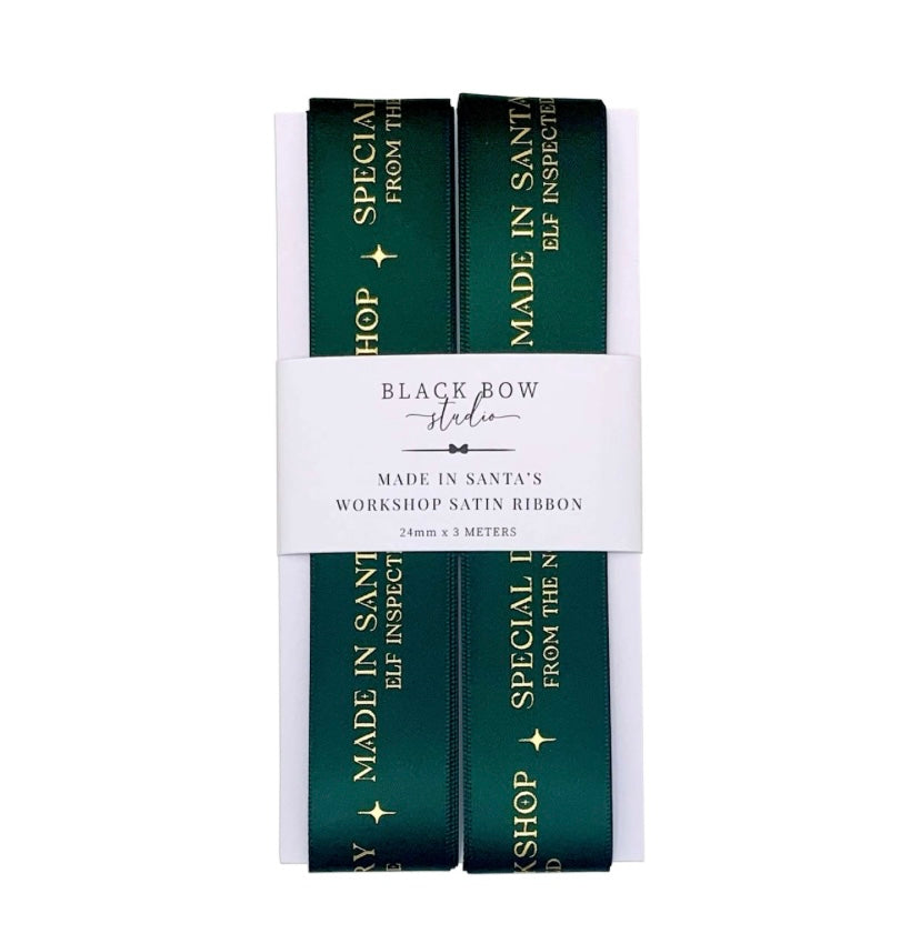 Made in Santa's Workshop Christmas Green Ribbon